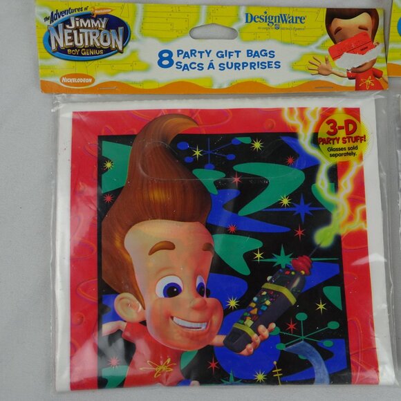 Y2K 2002 Jimmy Neutron 2 Pack of Gift Bags and 2 Pack of Party Hats. - Picture 2 of 7
